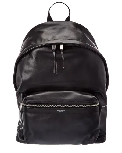 Saint Laurent City Matte Leather Backpack In Brown