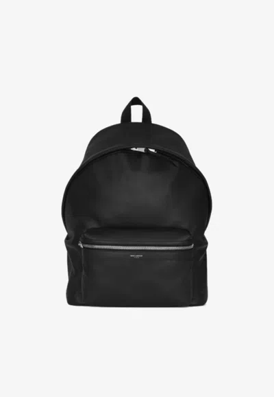 Saint Laurent City Matte Leather Backpack In Black