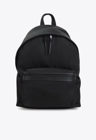 Saint Laurent City Nylon Backpack In Black