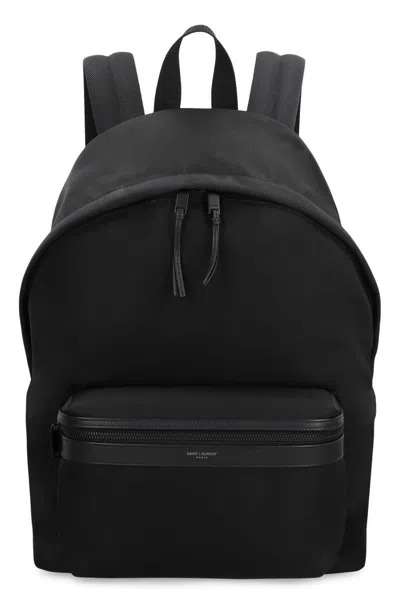 Saint Laurent City Nylon Backpack In Black
