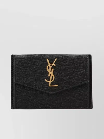 Saint Laurent "cityscape" Textured Card Holder With Gold-tone Hardware