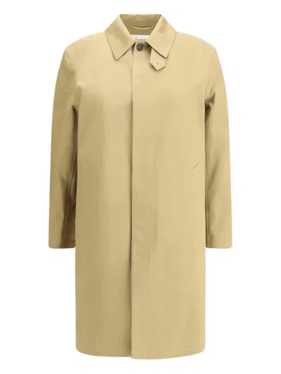 Saint Laurent Clasp Button Gabardine Coat In Neutral