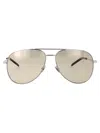 Saint Laurent Classic 11 Aviator-style Silver-tone Sunglasses In Gray
