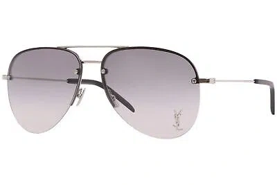 Pre-owned Saint Laurent Classic 11 M Silver/grey Gradient Sunglasses - Authentic In Gray