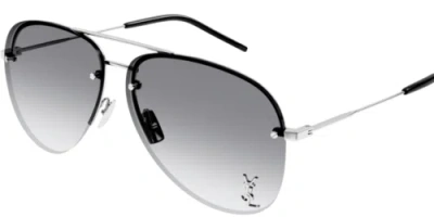 Pre-owned Saint Laurent Classic-11m-005-59 Silver In Gray