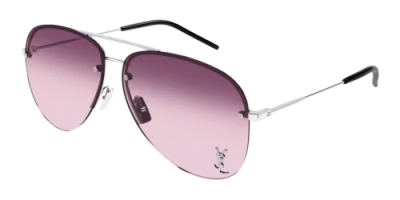 Pre-owned Saint Laurent Classic-11m-008-59 Silver Red