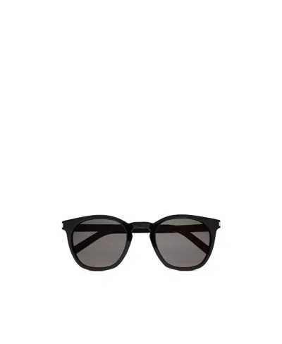 Saint Laurent Classic 28 Round-frame Sunglasses In Black