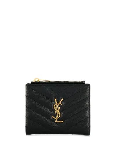 Saint Laurent Classic Black Bi-fold Wallet For Women With Calfskin Leather In Nero
