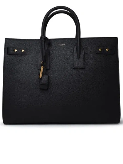 Saint Laurent Classic Black Calf Leather Tote Handbag For Men