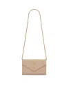Saint Laurent Classic Cassandre Chain Pouch In Grain De Poudre Leather In Brown