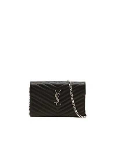 Saint Laurent Classic Cassandre Chain Wallet Bag In Black