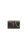 Saint Laurent Classic Cassandre Chain Wallet In Black