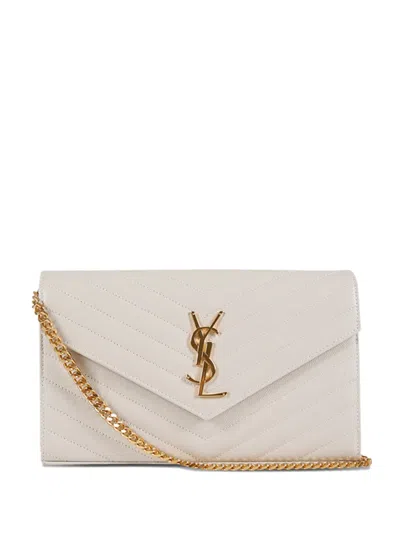 Saint Laurent Classic Cassandre Chevron Wallet In Silver