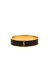 Saint Laurent 'ysl' Leather Inlay Bracelet In Black