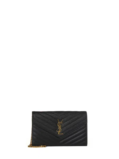 Saint Laurent Classic Cassandre Pouch In Grain De Poudre Leather By  In Black