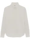 Saint Laurent Logo-embroidered Cotton Shirt In Neutrals