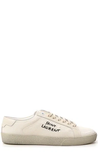 Saint Laurent Classic Embroidered Sneakers For Women In White