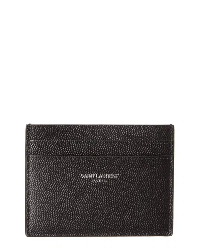 Saint Laurent Classic Leather Card Case In Gray