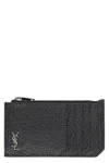 Saint Laurent Textured Leather Card Holder In Black