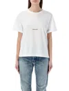 Saint Laurent Basic White T-shirt With Miiddle Logo Print In Cotton Woman In White