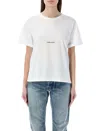 Saint Laurent Basic White T-shirt With Miiddle Logo Print In Cotton Woman In White