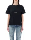 Saint Laurent Black Crewneck T-shirt With Logo Lettering Print In Cotton Woman In Black
