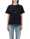 Saint Laurent Black Crewneck T-shirt With Logo Lettering Print In Cotton Woman In Black