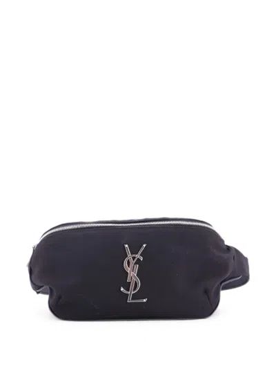 Pre-owned Saint Laurent Classic Monogram Canvas Belt Bag In Black