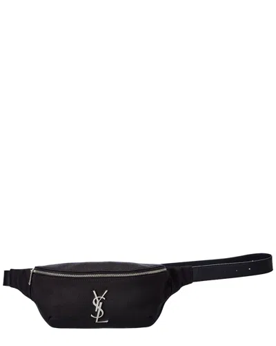 Saint Laurent Classic Monogram Canvas Belt Bag In Black