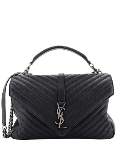 Saint Laurent Classic Monogram College Bag Matelassé Chevron Large (authentic  Pre-loved) In Black