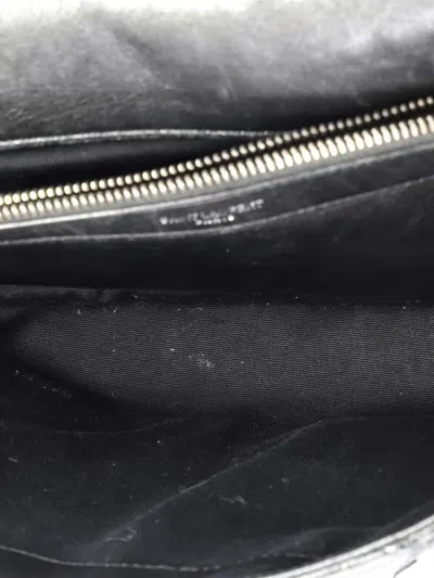 Pre-owned Saint Laurent Classic Monogram College Bag Quilted Leather Large Shoulder Bag In Black