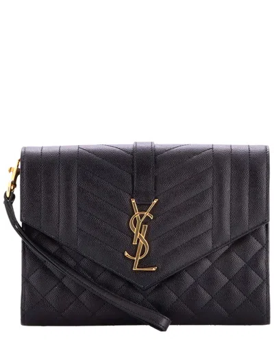Saint Laurent Classic Monogram Envelope Wristlet Clutch Mixed Matelassé  Leather (authentic Pre-love