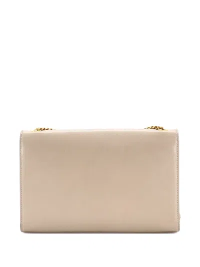 Pre-owned Saint Laurent Classic Monogram Grainy Leather Medium Crossbody Bag In Neutral