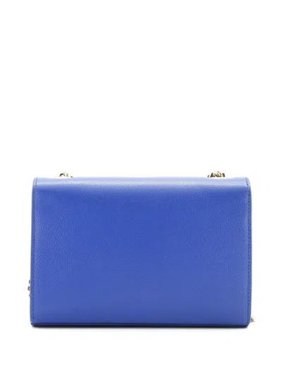 Pre-owned Saint Laurent Classic Monogram Grainy Leather Small Crossbody Bag In Blue