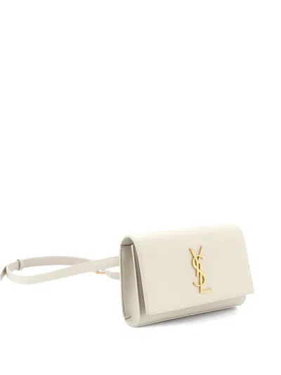 Pre-owned Saint Laurent Classic Monogram Kate Leather Belt Bag In Neutral