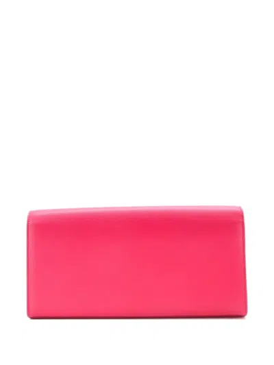 Pre-owned Saint Laurent Classic Monogram Leather Long Clutch Bag In Pink