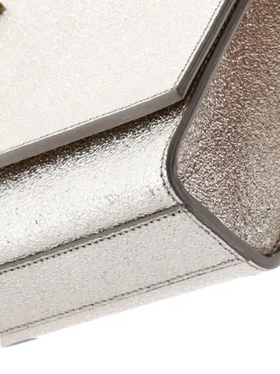 Pre-owned Saint Laurent Classic Monogram Metallic Calfskin Long Clutch Bag In Silver