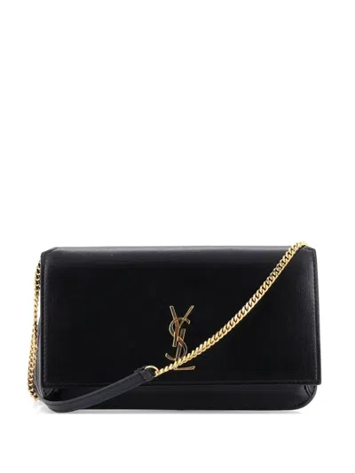 Pre-owned Saint Laurent Classic Monogram Phone Holder Shoulder Bag Leather Crossbody Bag In Black