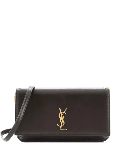 Pre-owned Saint Laurent Classic Monogram Phone Holder Shoulder Bag Leather Crossbody Bag In Brown