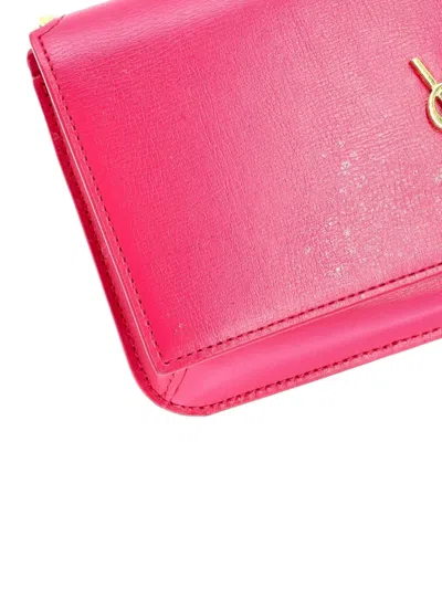 Pre-owned Saint Laurent Classic Monogram Phone Holder Shoulder Bag Leather Crossbody Bag In Pink