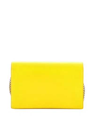 Pre-owned Saint Laurent Classic Monogram Tassel Chain Wallet Leather Crossbody Bag In Yellow