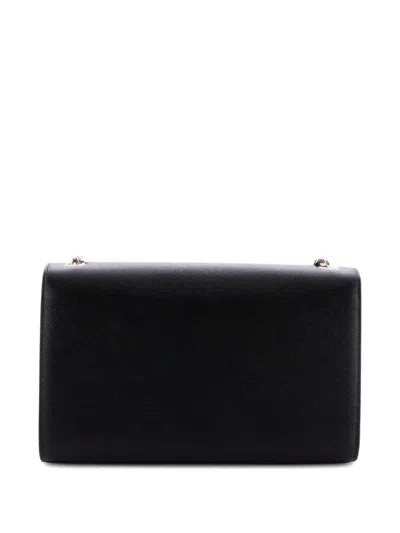 Pre-owned Saint Laurent Classic Monogram Tassel Grainy Leather Small Crossbody Bag In Black