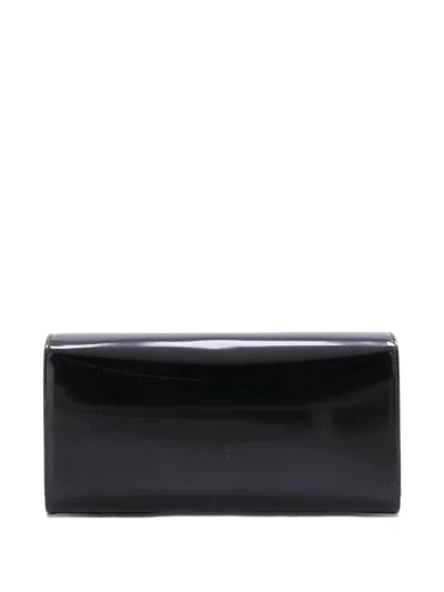 Pre-owned Saint Laurent Classic Monogram Tassel Patent Clutch Bag In Black