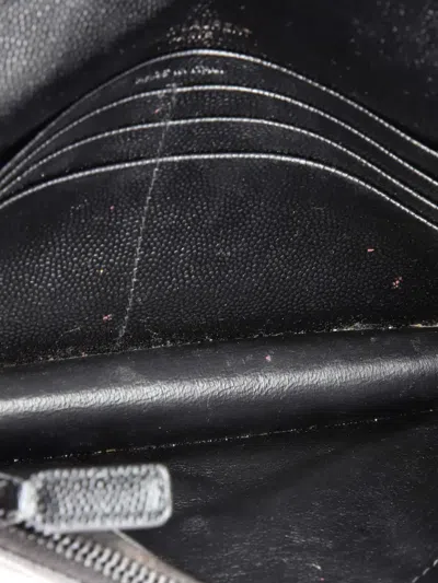 Pre-owned Saint Laurent Classic Monogram Wallet On Chain Matelasse Chevron Leather Small Crossbody Bag In Black