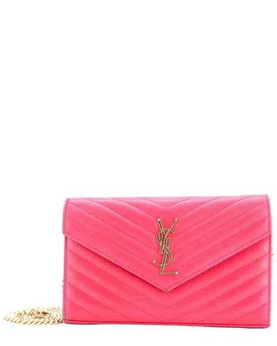 Saint Laurent Classic Monogram Wallet On Chain Matelassé Chevron Medium  (authentic Pre-loved)