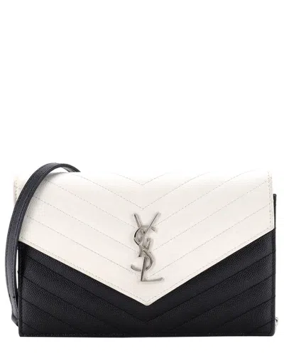Saint Laurent Classic Monogram Wallet On Chain Matelassé Chevron Small  (authentic Pre-loved) In Multi