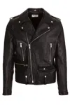 Saint Laurent Black Biker Jacket With Zipped Pockets In Smooth Leather Man In Black