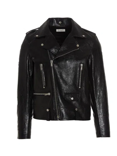 Saint Laurent Classic Motorcycle Leather Jacket In Black