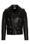 Saint Laurent Black Biker Jacket With Zipped Pockets In Smooth Leather Man