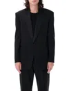 Saint Laurent Wool Blazer With Back Vent And Front Pockets In Black